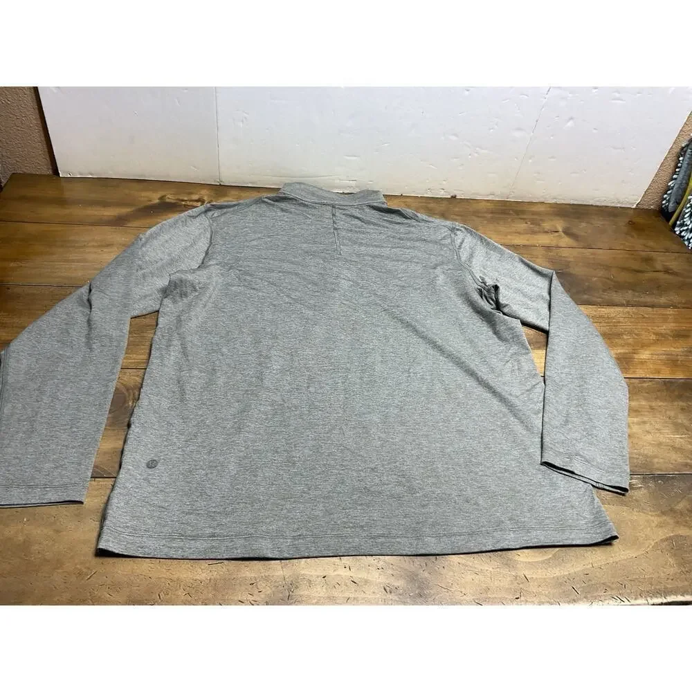 Lululemon Soft Jersey Half Zip Mens Large Heathered Slate Brown Army Green
